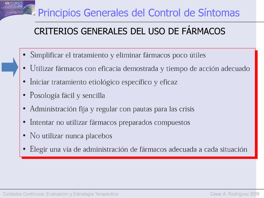 CRITERIOS GENERALES DEL USO DE FÁRMACOS