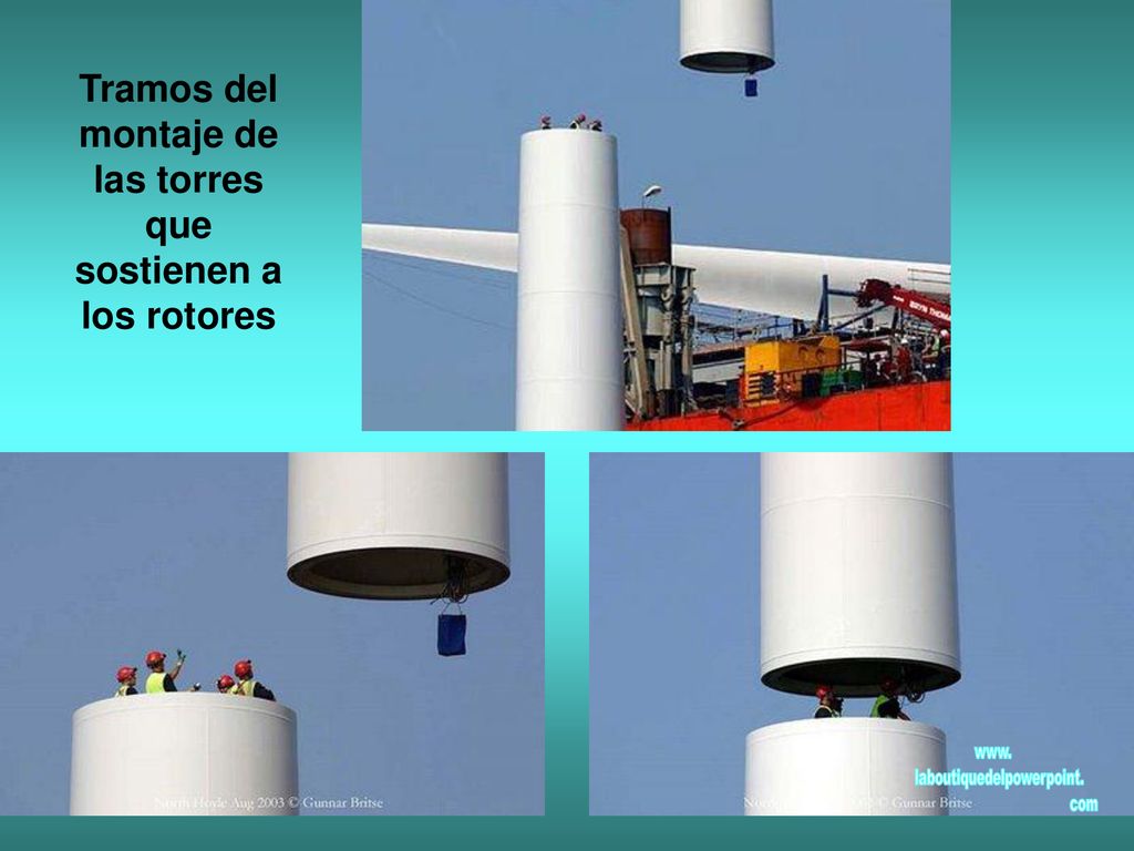 Tramos del montaje de las torres que sostienen a los rotores