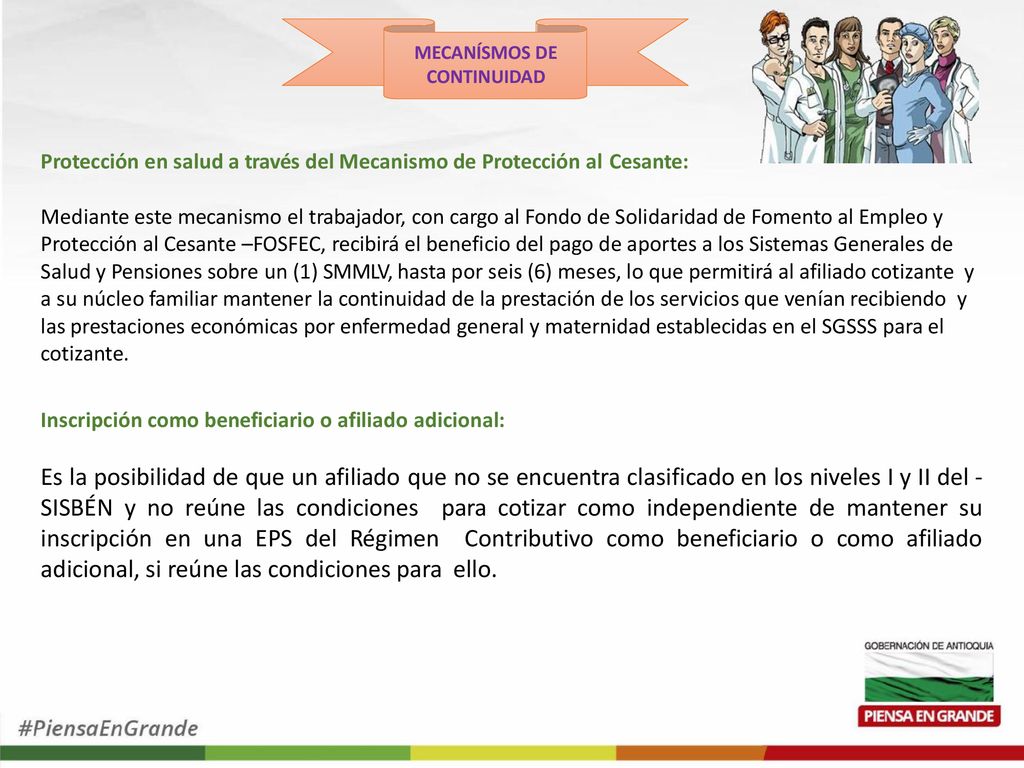 MECANÍSMOS DE CONTINUIDAD. Protección en salud a través del Mecanismo de Protección al Cesante: