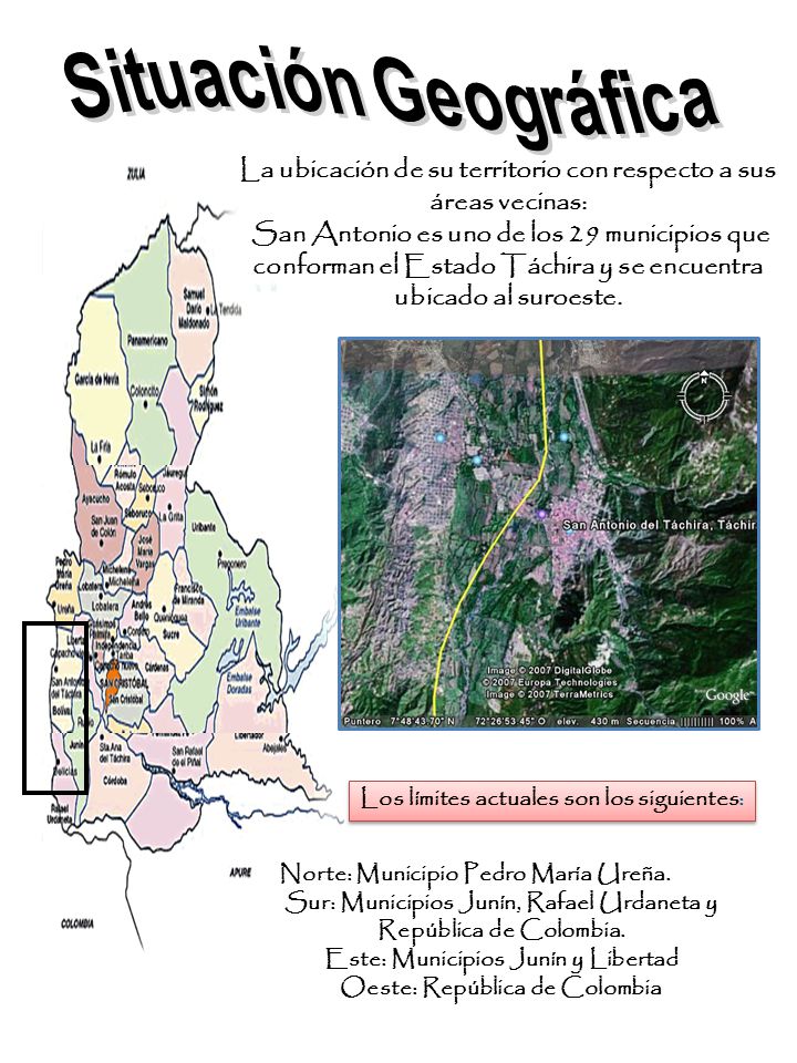 La ubicación de su territorio con respecto a sus áreas vecinas: