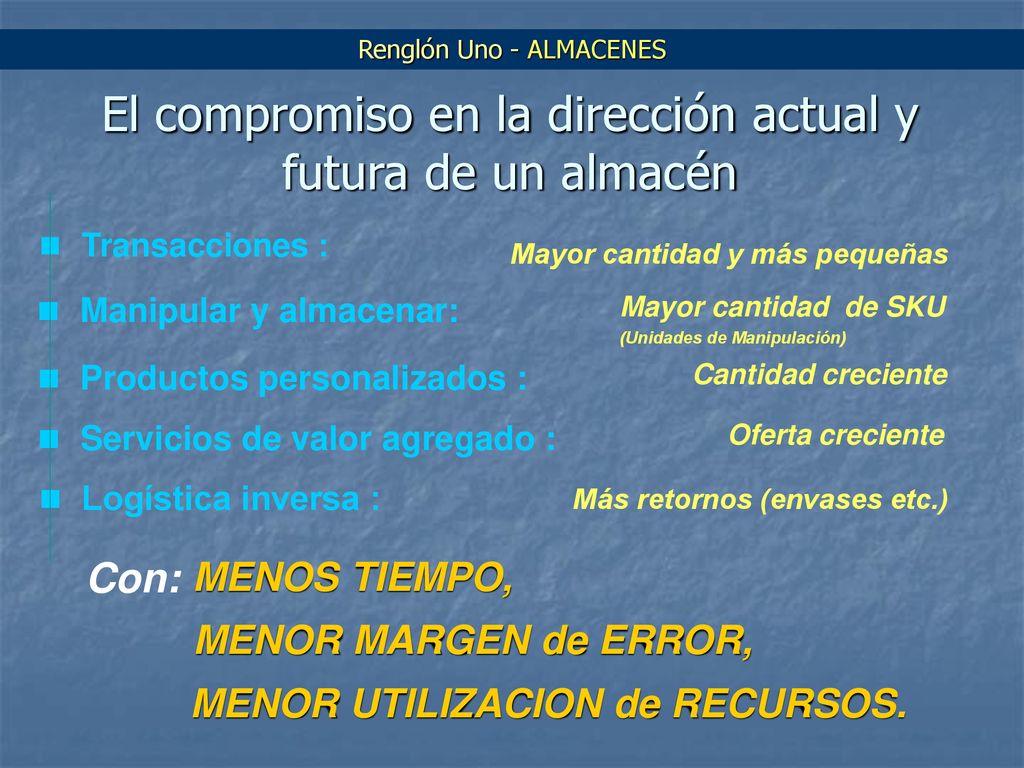 El compromiso en la dirección actual y futura de un almacén