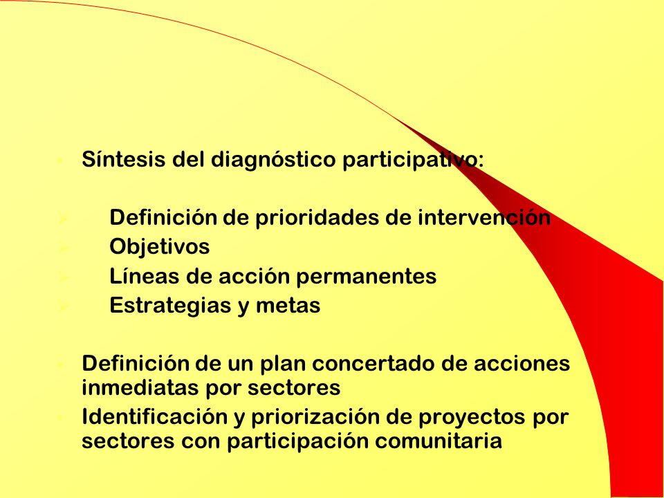 Síntesis del diagnóstico participativo: