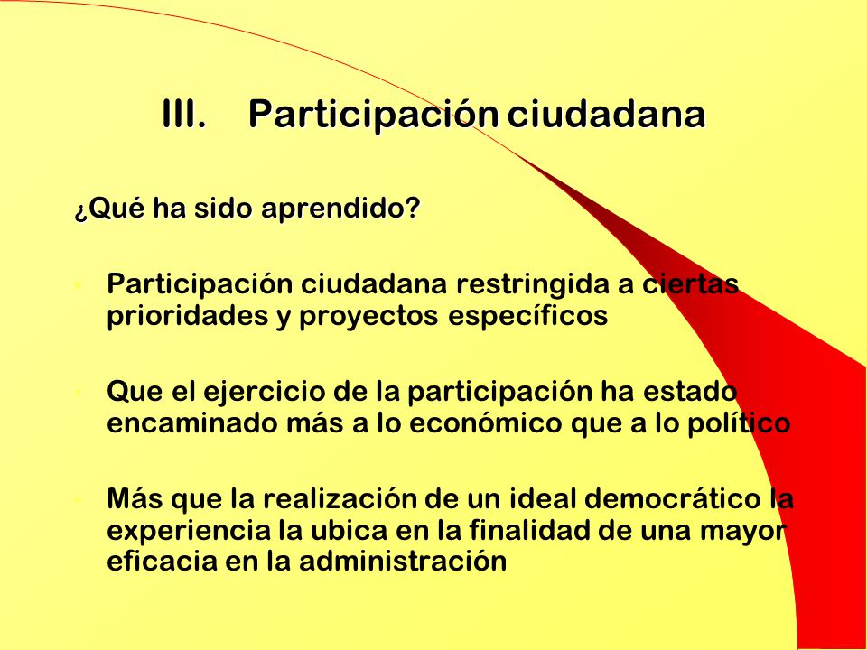 III. Participación ciudadana