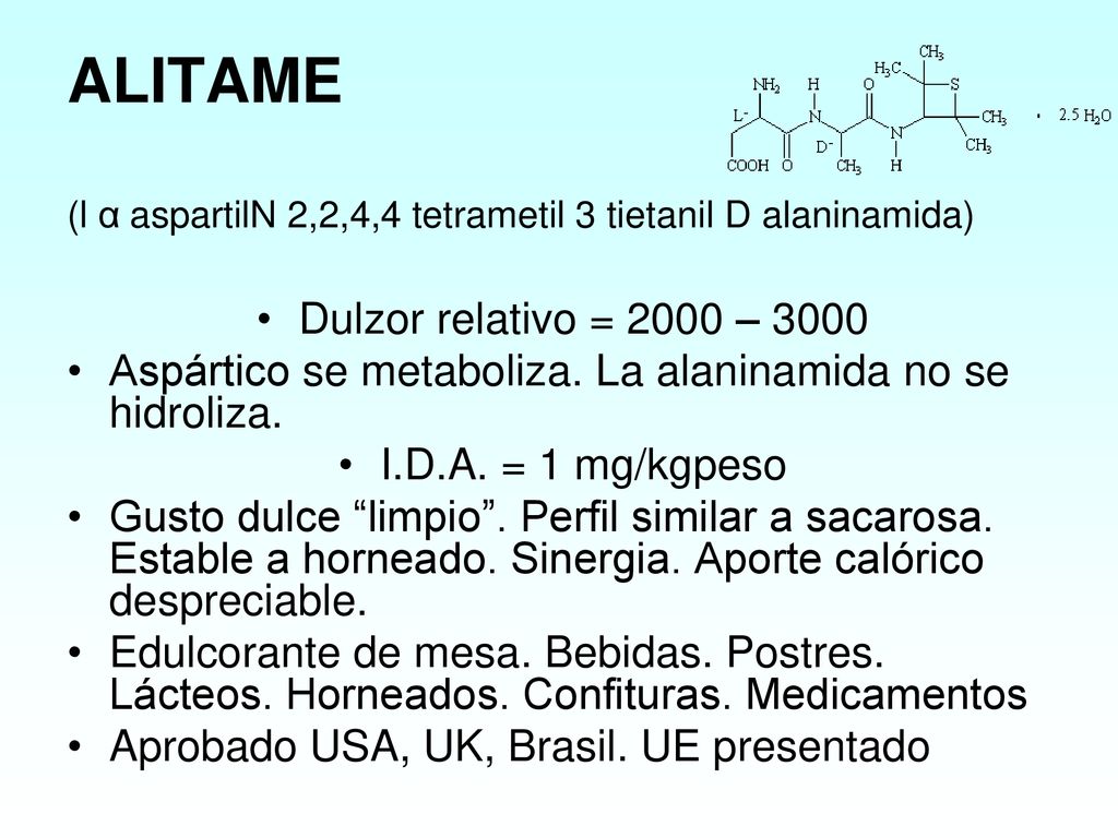 ALITAME (l α aspartilN 2,2,4,4 tetrametil 3 tietanil D alaninamida)