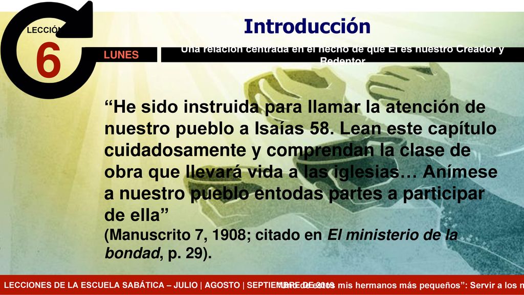 Introducción LECCIÓN. 6. LUNES. Una relación centrada en el hecho de que Él es nuestro Creador y Redentor.