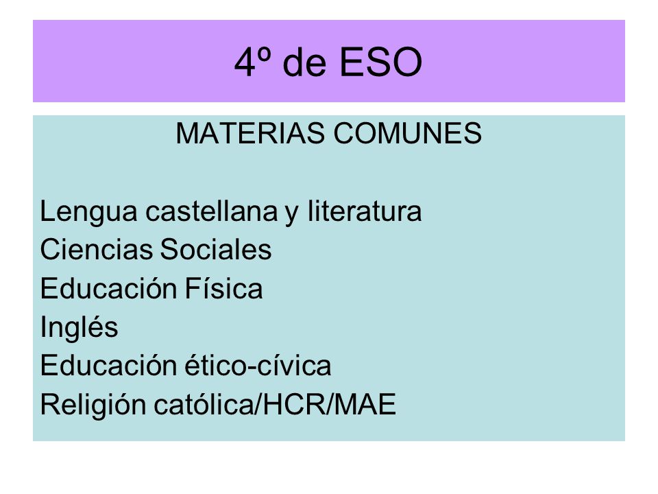 4º de ESO MATERIAS COMUNES Lengua castellana y literatura