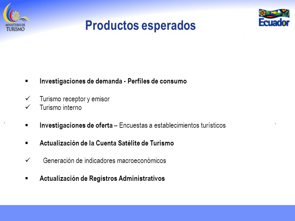 Productos esperados Investigaciones de demanda - Perfiles de consumo