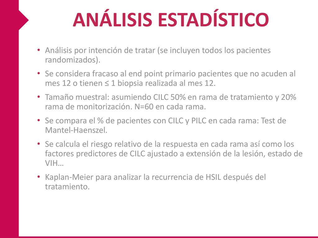 ANÁLISIS ESTADÍSTICO Análisis por intención de tratar (se incluyen todos los pacientes randomizados).