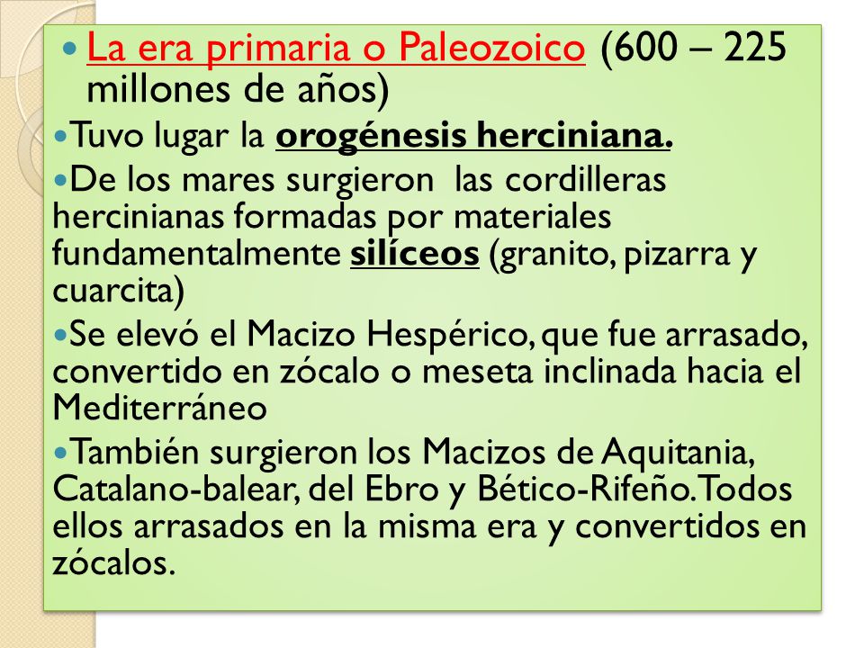 La era primaria o Paleozoico (600 – 225 millones de años)