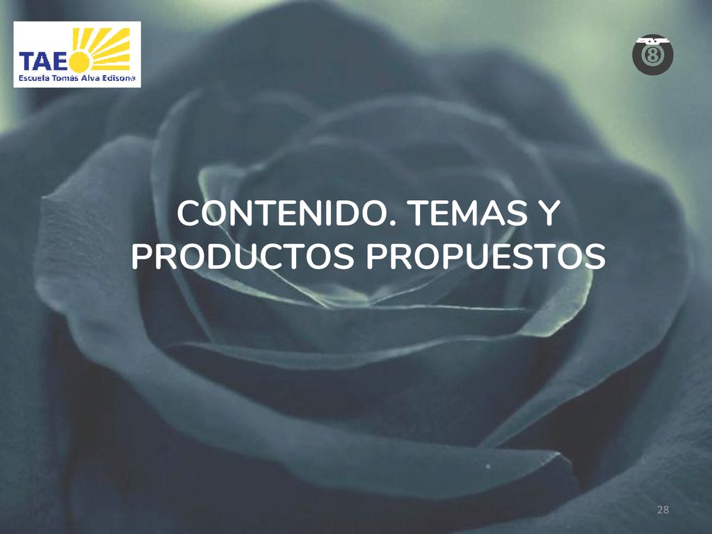 CONTENIDO. TEMAS Y PRODUCTOS PROPUESTOS