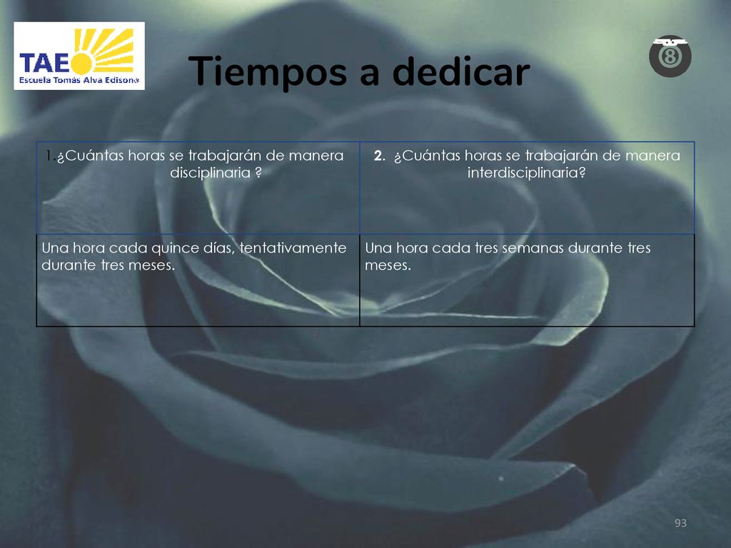 Tiempos a dedicar ¿Cuántas horas se trabajarán de manera