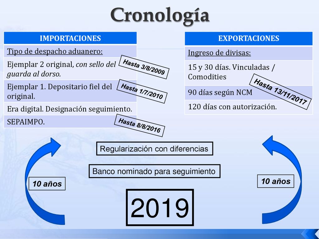 2019 Cronología IMPORTACIONES Tipo de despacho aduanero: