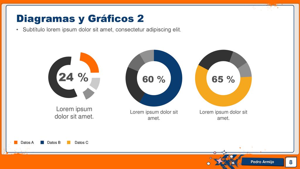 24 % Diagramas y Gráficos 2 60 % 65 % Lorem ipsum dolor sit amet.