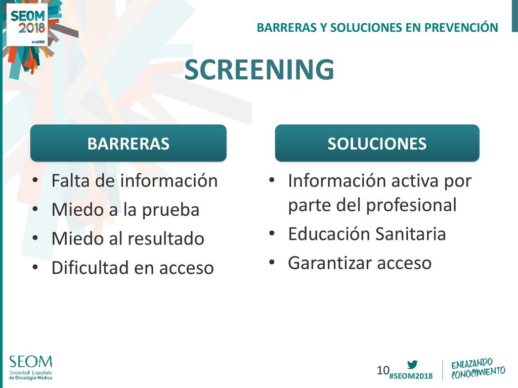 SCREENING Falta de información Miedo a la prueba Miedo al resultado