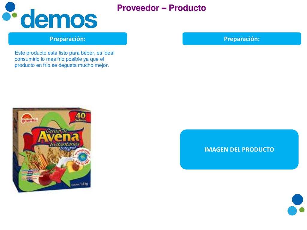 Proveedor – Producto Preparación: Preparación: IMAGEN DEL PRODUCTO
