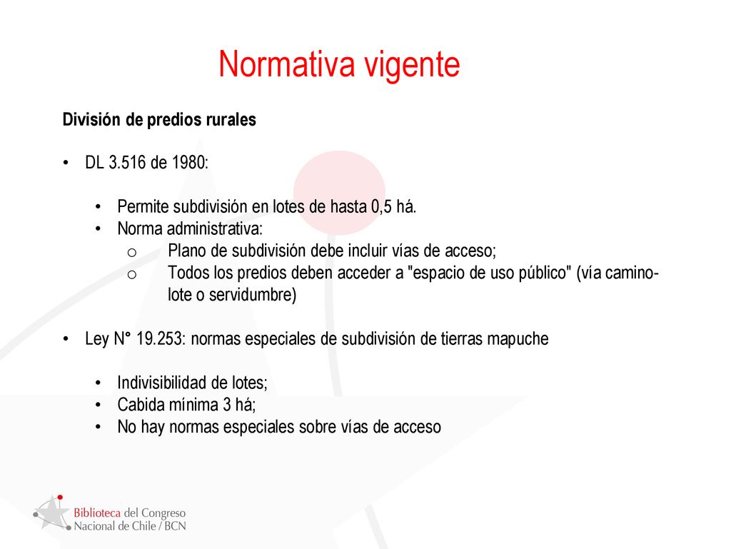 Normativa vigente División de predios rurales DL de 1980: