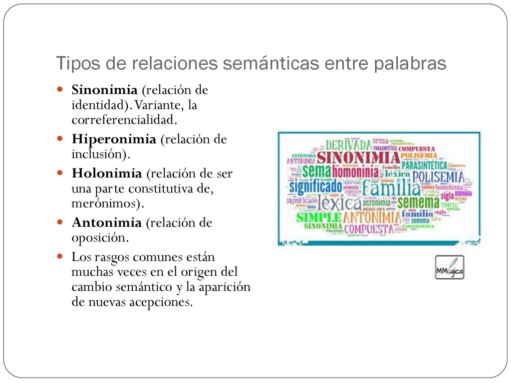 Tipos de relaciones semánticas entre palabras