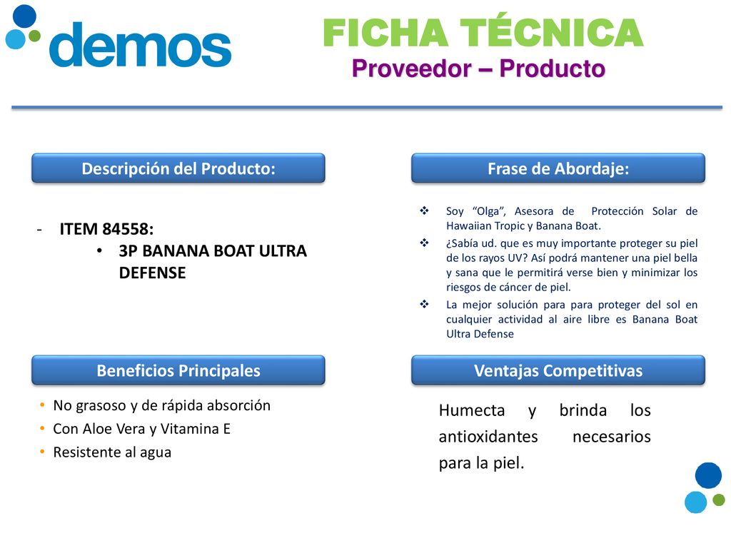 Descripción del Producto: Beneficios Principales Ventajas Competitivas