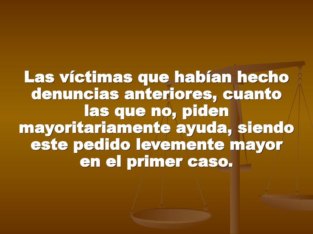 Las víctimas que habían hecho denuncias anteriores, cuanto las que no, piden mayoritariamente ayuda, siendo este pedido levemente mayor en el primer caso.