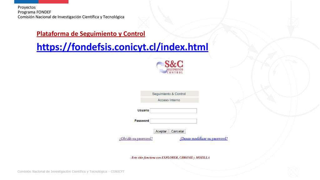 Proyectos Programa FONDEF Comisión Nacional de Investigación Científica y Tecnológica