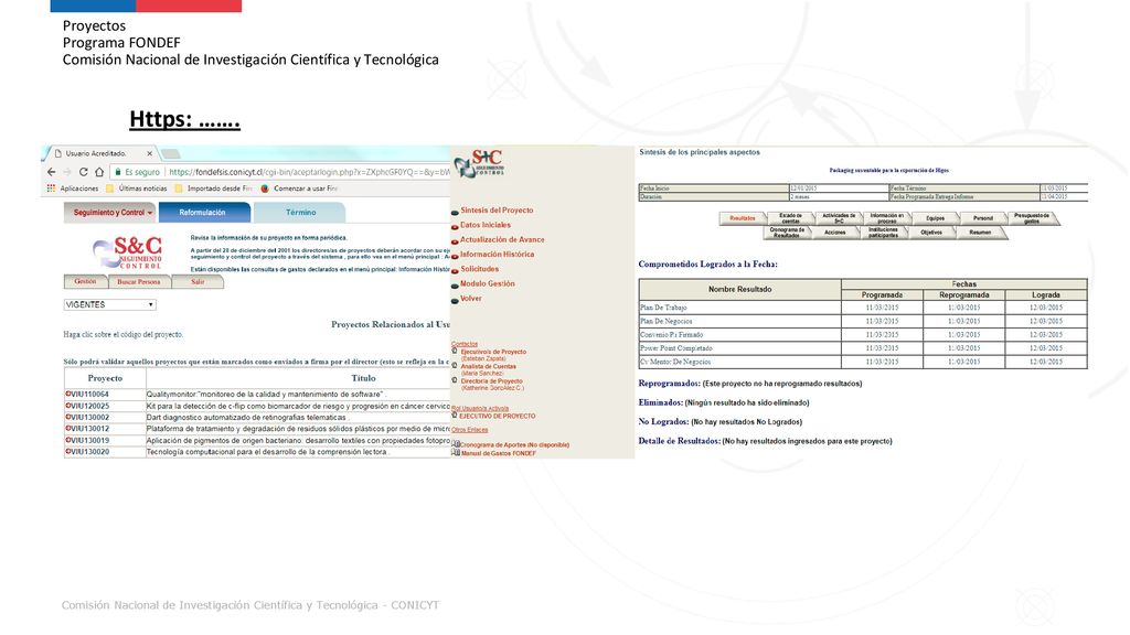 Proyectos Programa FONDEF Comisión Nacional de Investigación Científica y Tecnológica