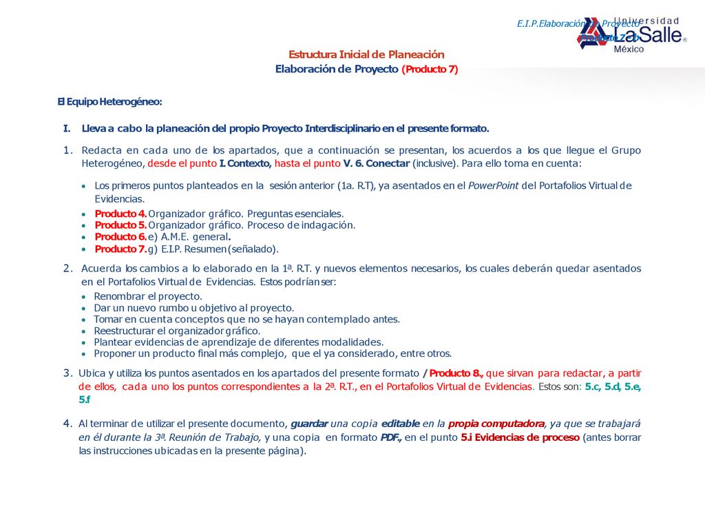 Estructura Inicial de Planeación Elaboración de Proyecto (Producto 7)