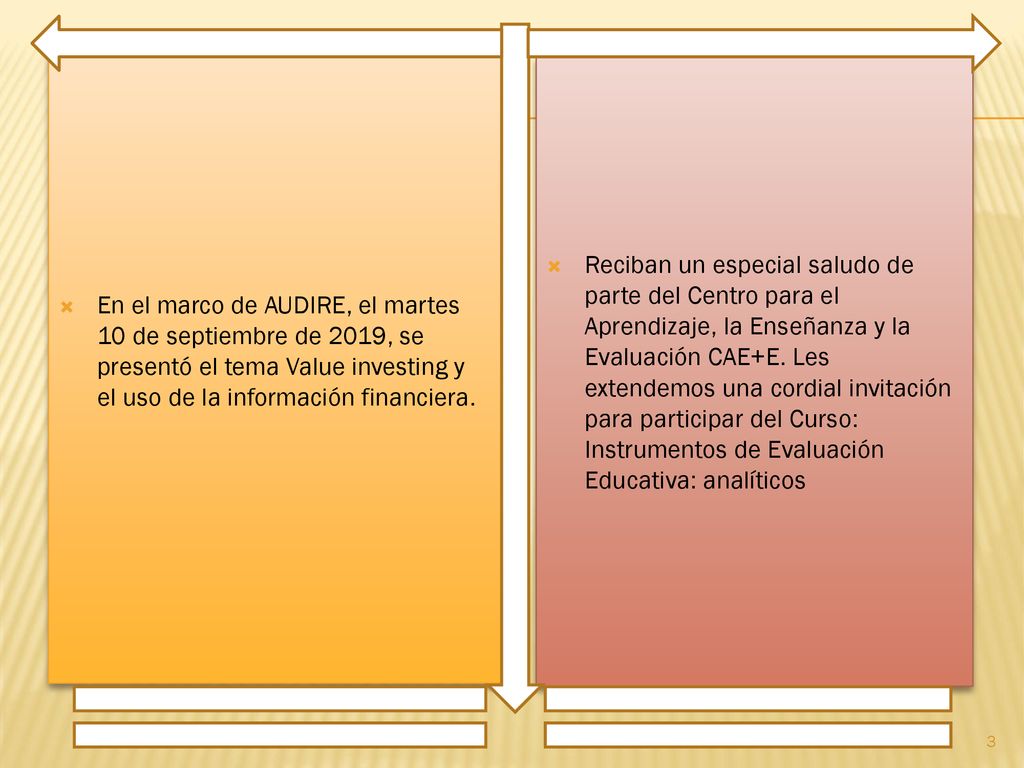 En el marco de AUDIRE, el martes 10 de septiembre de 2019, se presentó el tema Value investing y el uso de la información financiera.