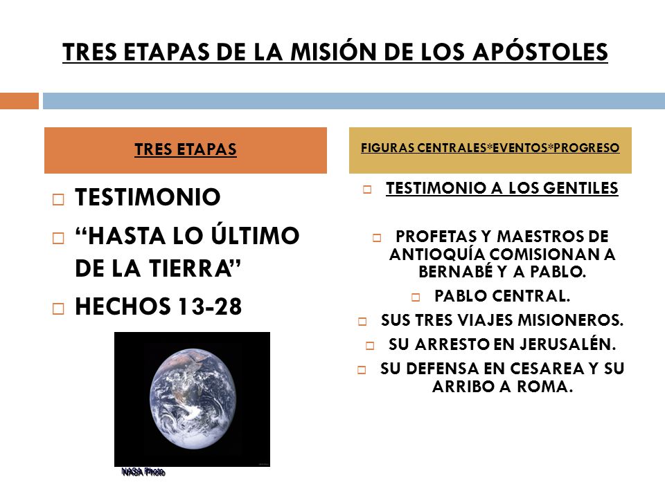 TRES ETAPAS DE LA MISIÓN DE LOS APÓSTOLES