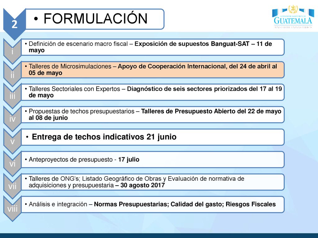 FORMULACIÓN 2 i ii iii iv v vi vii viii
