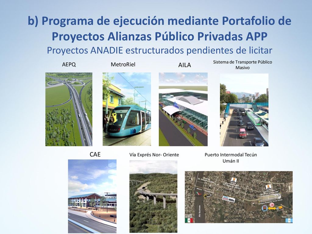b) Programa de ejecución mediante Portafolio de Proyectos Alianzas Público Privadas APP