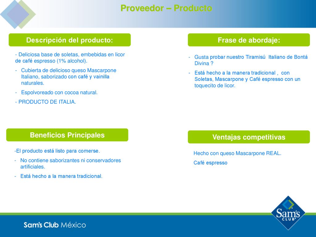 Descripción del producto: Beneficios Principales Ventajas competitivas