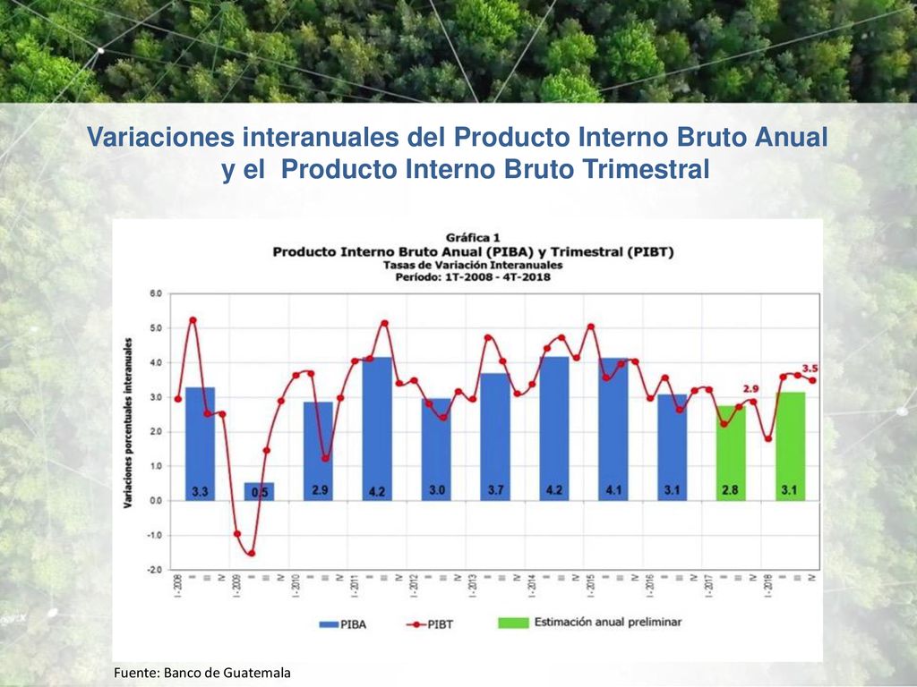 Variaciones interanuales del Producto Interno Bruto Anual y el Producto Interno Bruto Trimestral