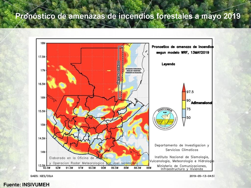 Pronóstico de amenazas de incendios forestales a mayo 2019