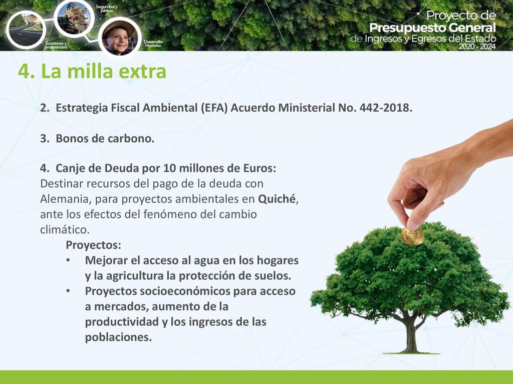 4. La milla extra 2. Estrategia Fiscal Ambiental (EFA) Acuerdo Ministerial No Bonos de carbono.