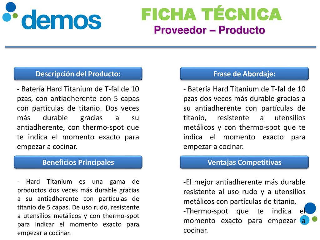 Descripción del Producto: Beneficios Principales Ventajas Competitivas