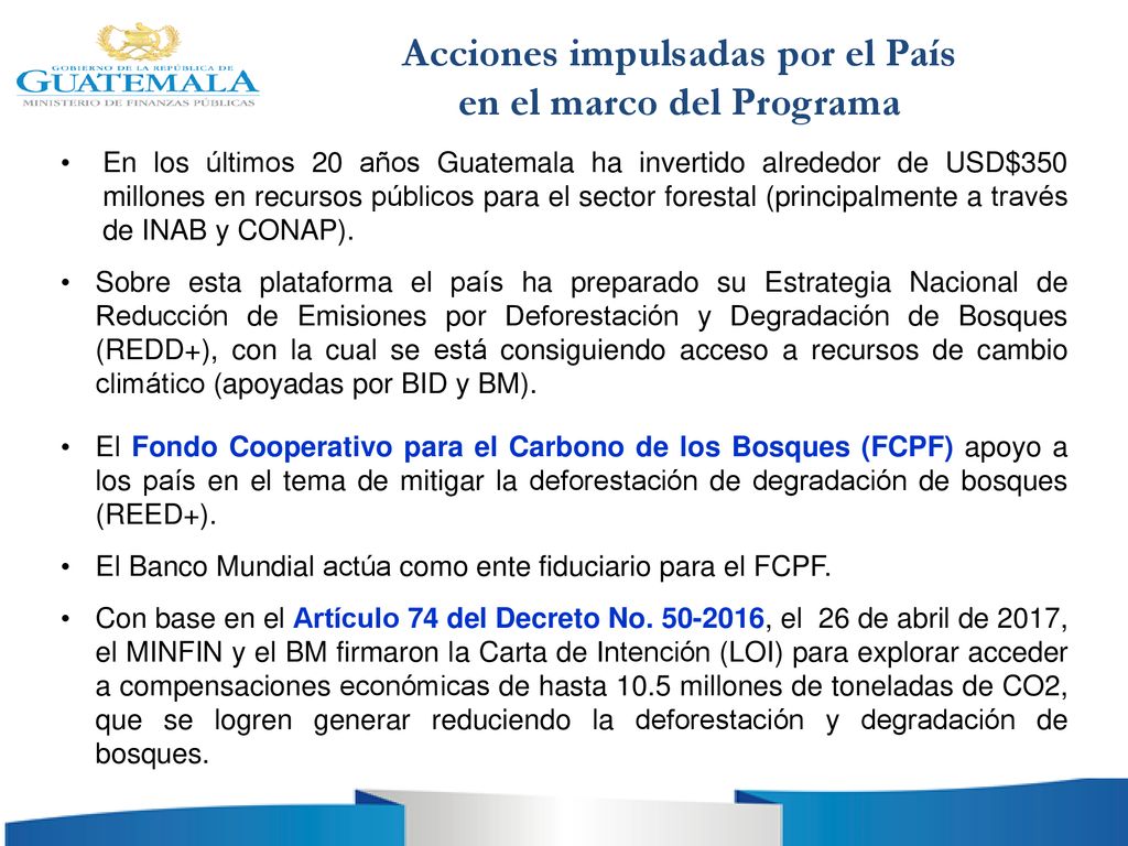 Acciones impulsadas por el País en el marco del Programa