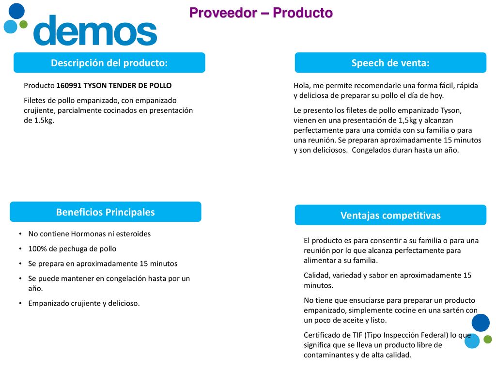 Descripción del producto: Beneficios Principales Ventajas competitivas