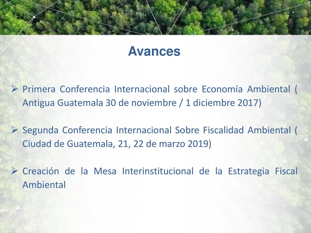 Avances Primera Conferencia Internacional sobre Economía Ambiental ( Antigua Guatemala 30 de noviembre / 1 diciembre 2017)