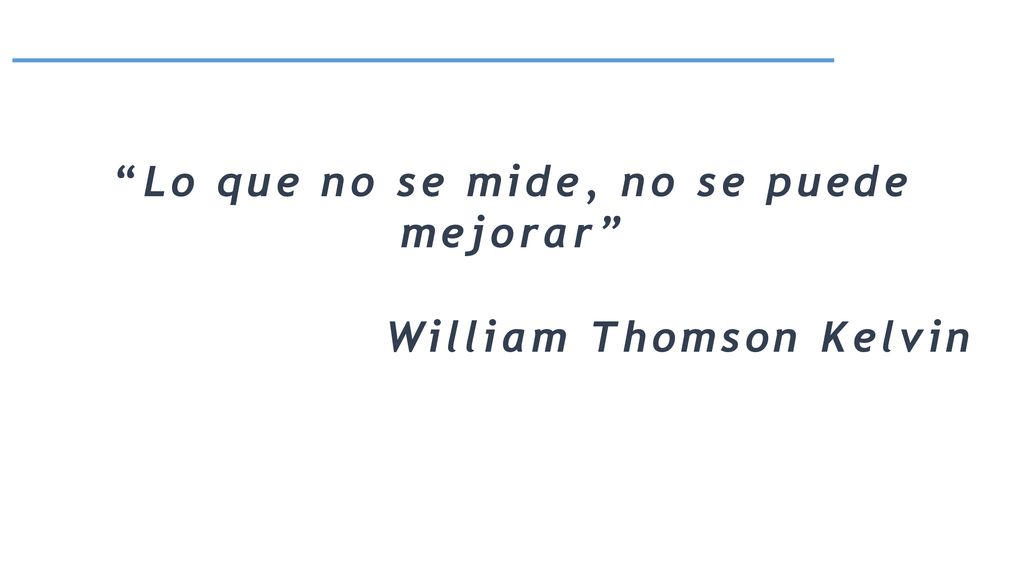 Lo que no se mide, no se puede mejorar William Thomson Kelvin
