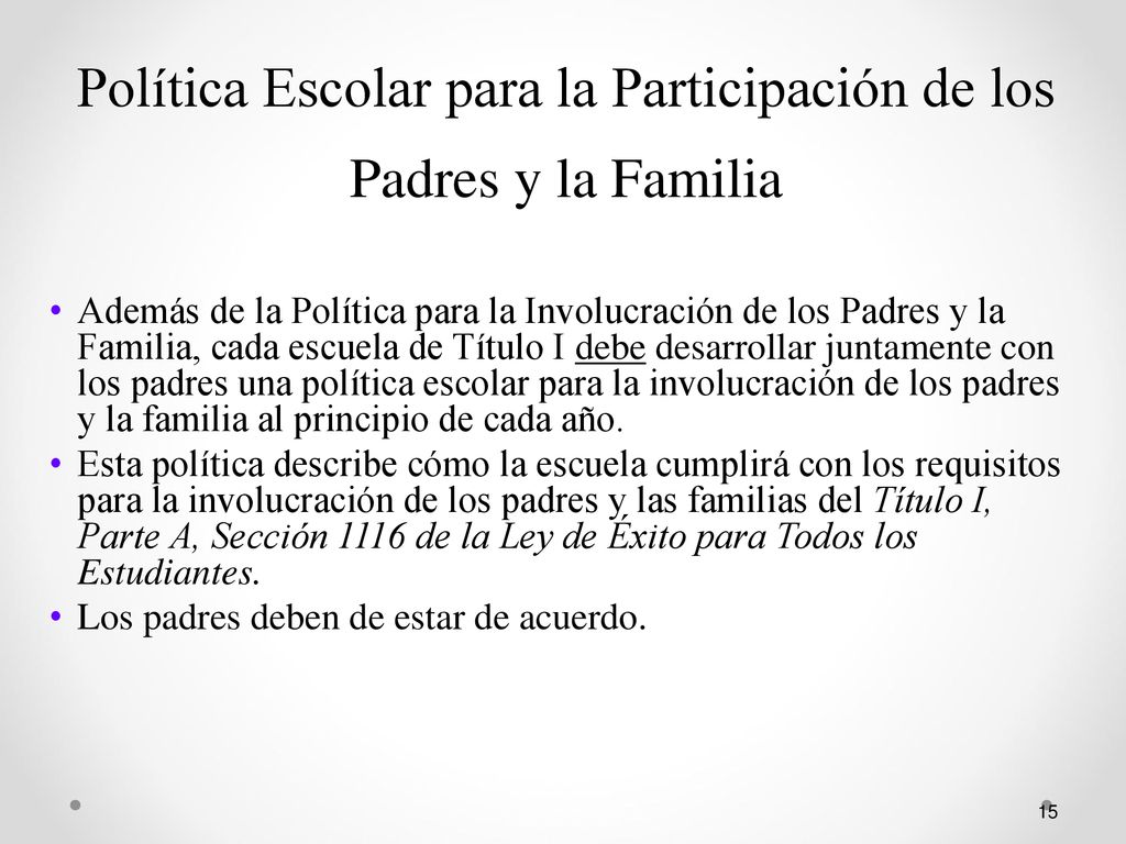 Política Escolar para la Participación de los Padres y la Familia