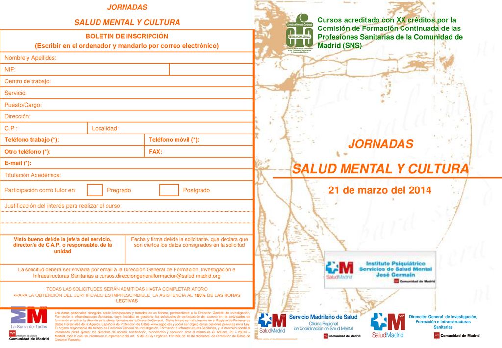 SALUD MENTAL Y CULTURA JORNADAS 21 de marzo del 2014