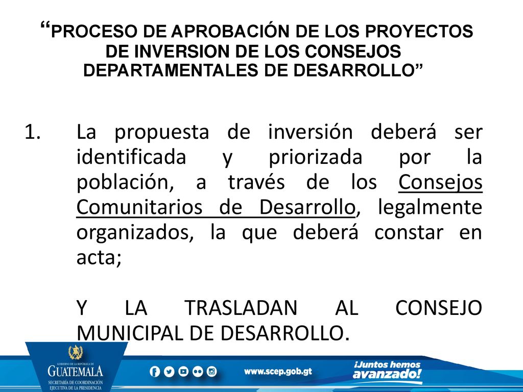 PROCESO DE APROBACIÓN DE LOS PROYECTOS DE INVERSION DE LOS CONSEJOS DEPARTAMENTALES DE DESARROLLO