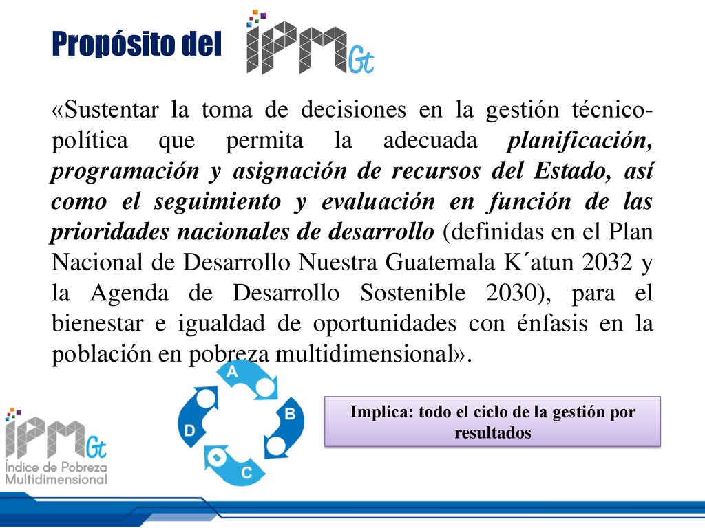 Implica: todo el ciclo de la gestión por resultados