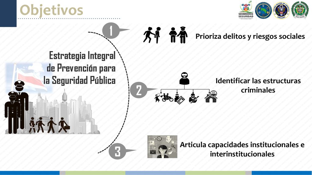 Objetivos 1. Prioriza delitos y riesgos sociales. Estrategia Integral de Prevención para la Seguridad Pública.