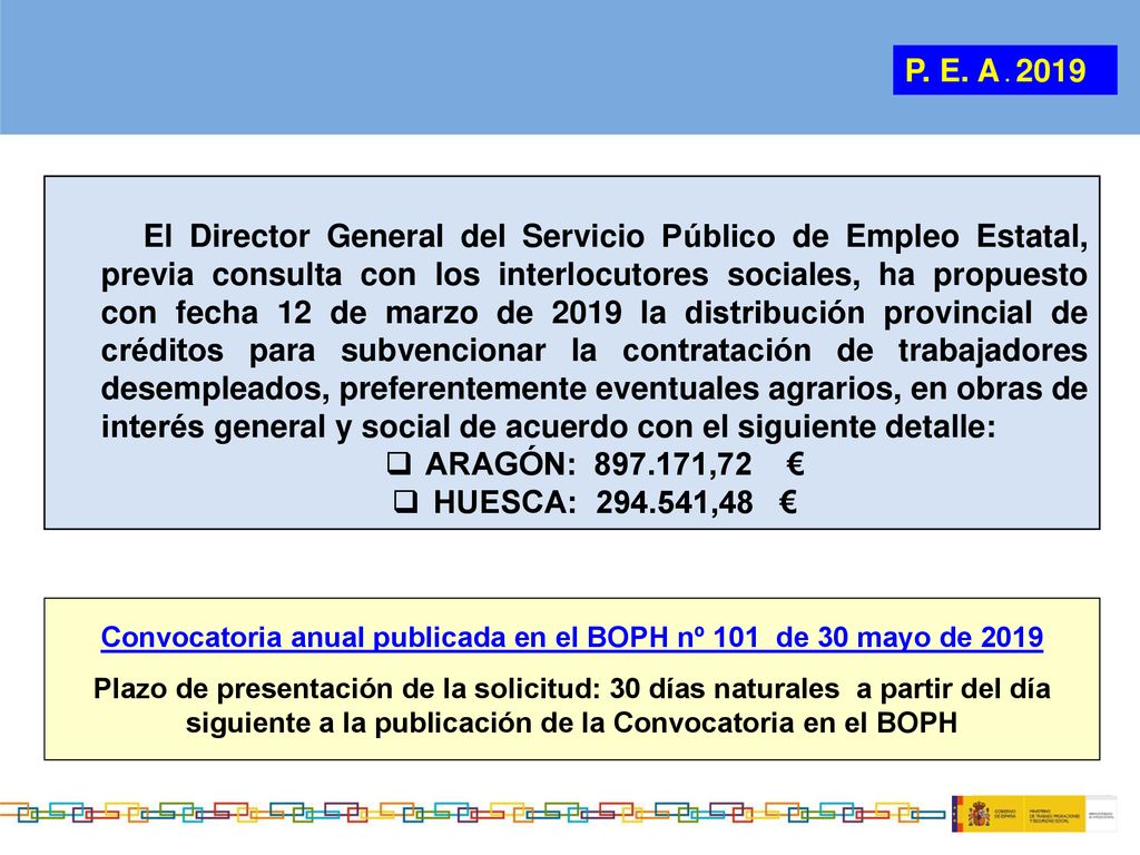 Convocatoria anual publicada en el BOPH nº 101 de 30 mayo de 2019