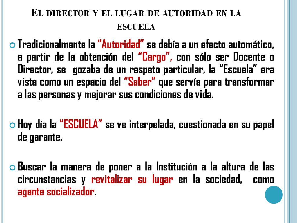 El director y el lugar de autoridad en la escuela