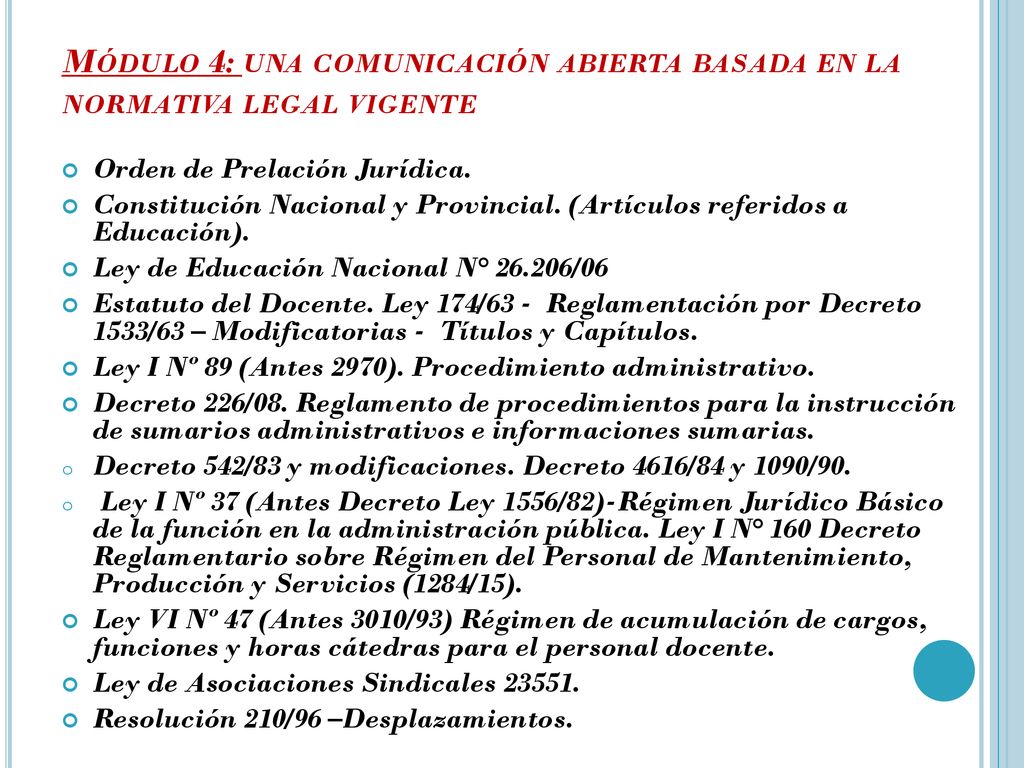 Módulo 4: una comunicación abierta basada en la normativa legal vigente