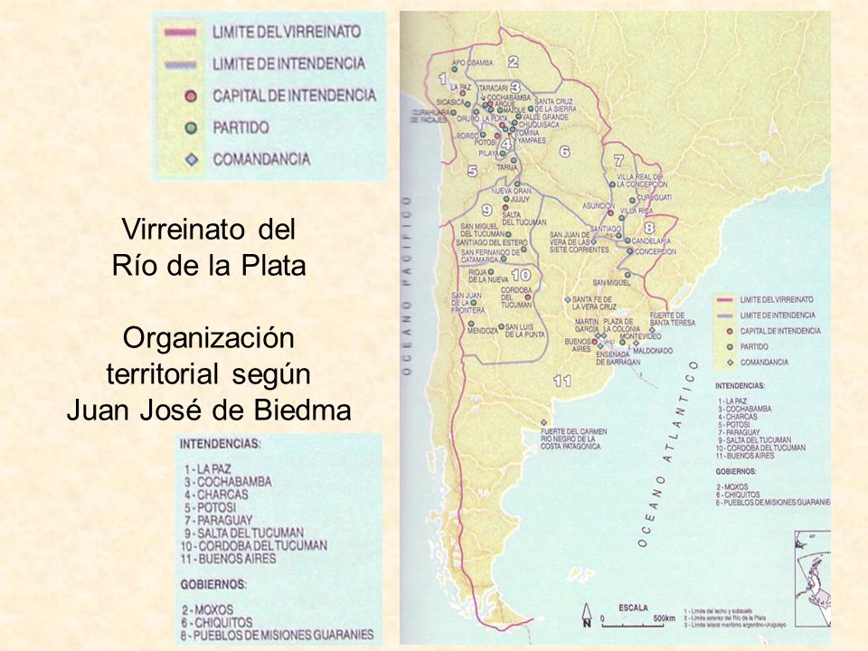 Virreinato del Río de la Plata Organización territorial según Juan José de Biedma