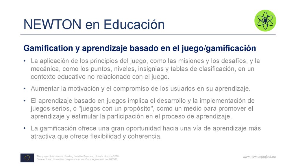 NEWTON en Educación Gamification y aprendizaje basado en el juego/gamificación.