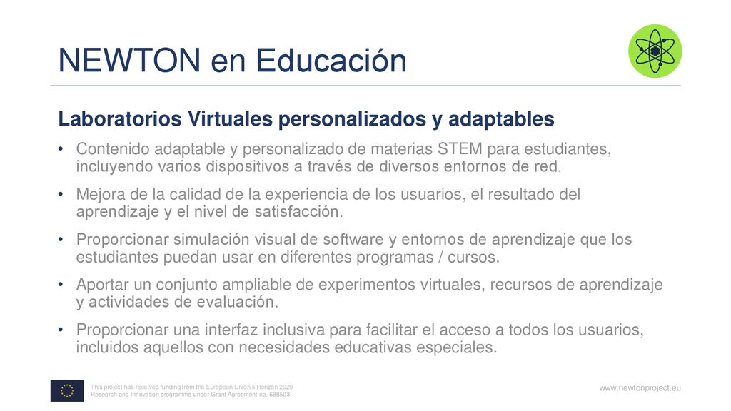 NEWTON en Educación Laboratorios Virtuales personalizados y adaptables